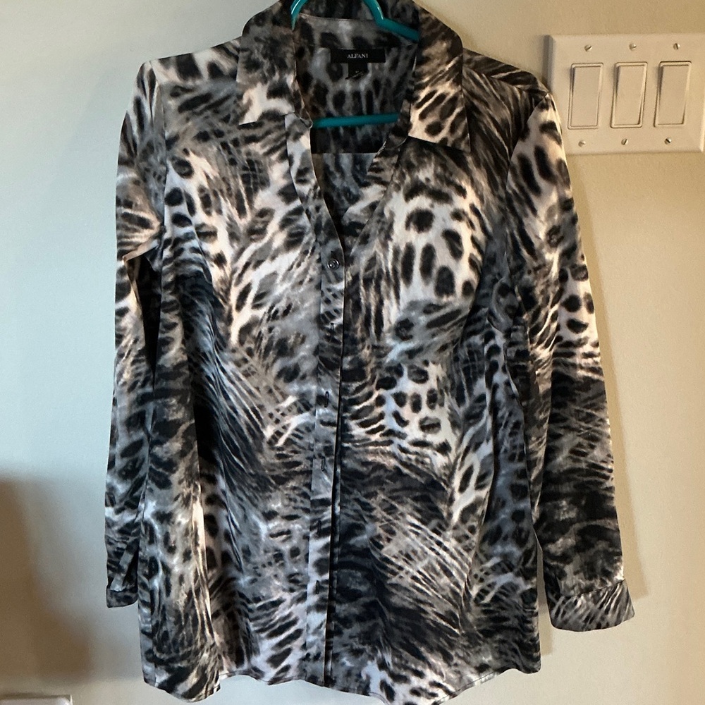 Alfani Monochrome Patterned Blouse